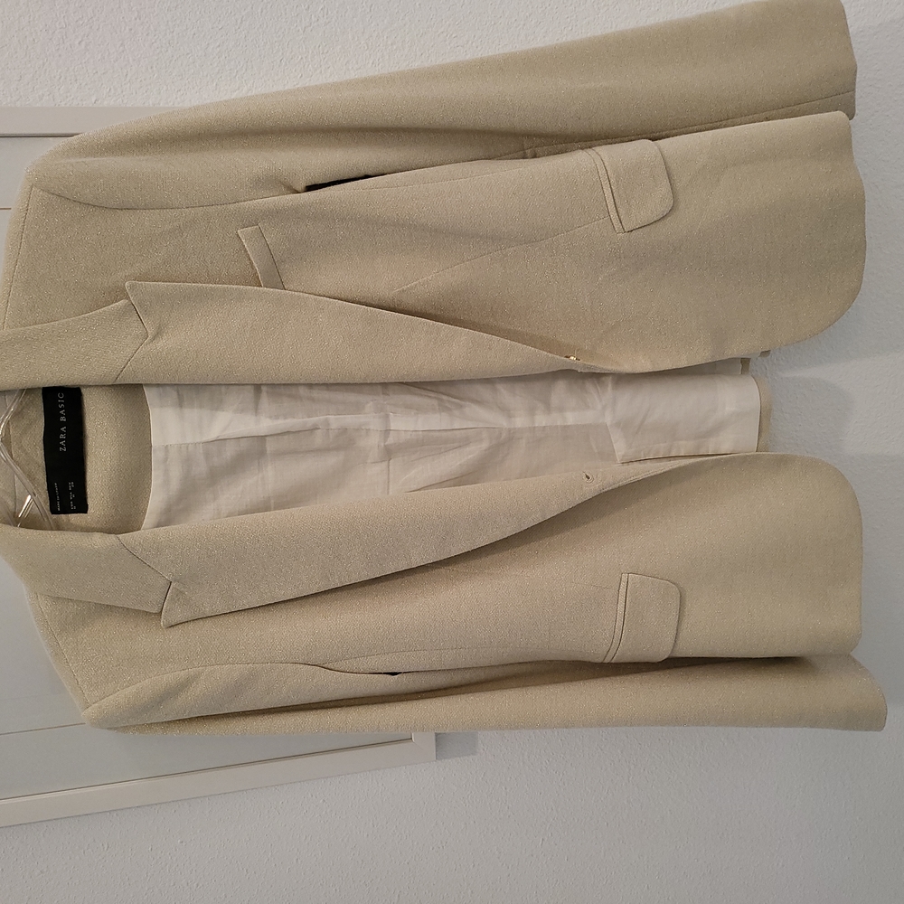 Zara fitted blazer.  Champagne color with a bit of shimmer in the fabric
